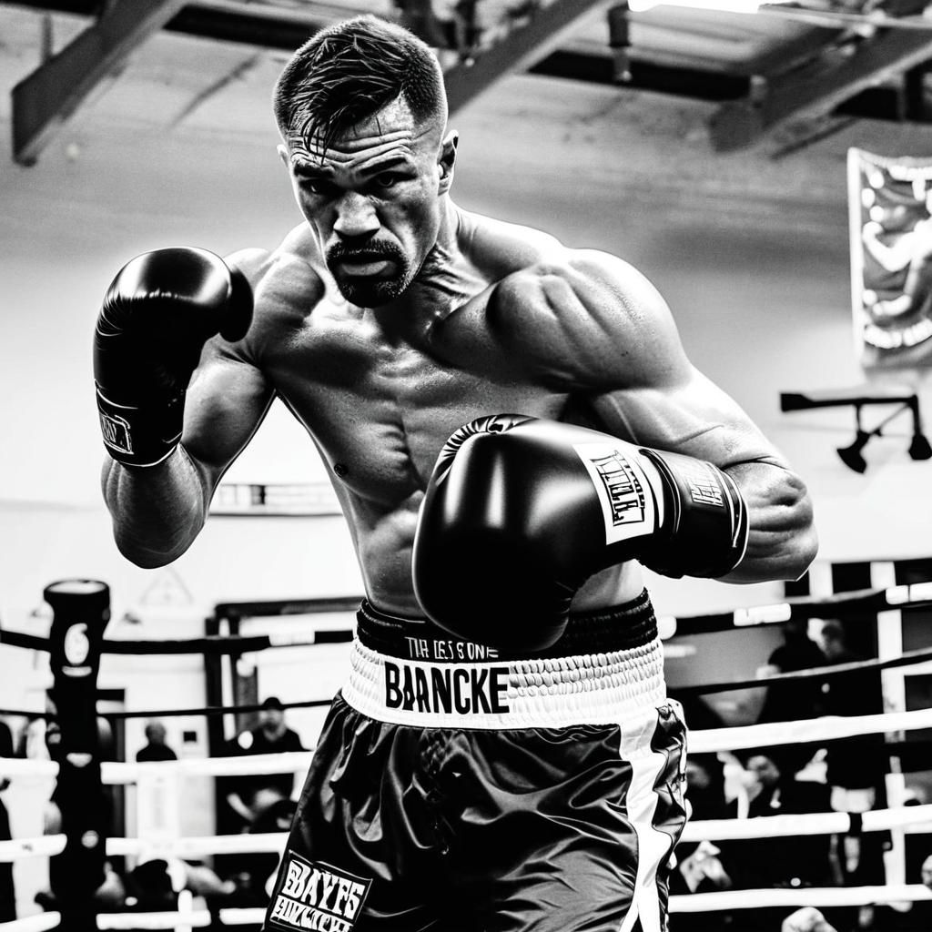 Striking Black and White Portrait of a Boxer
