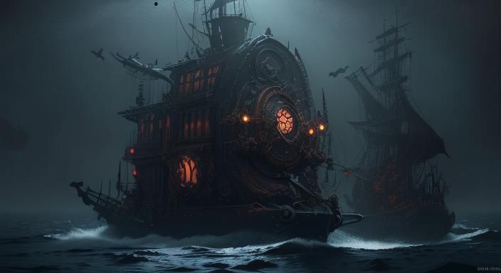 Goth Steampunk Submarine for Two: Deep Sea Fantasy