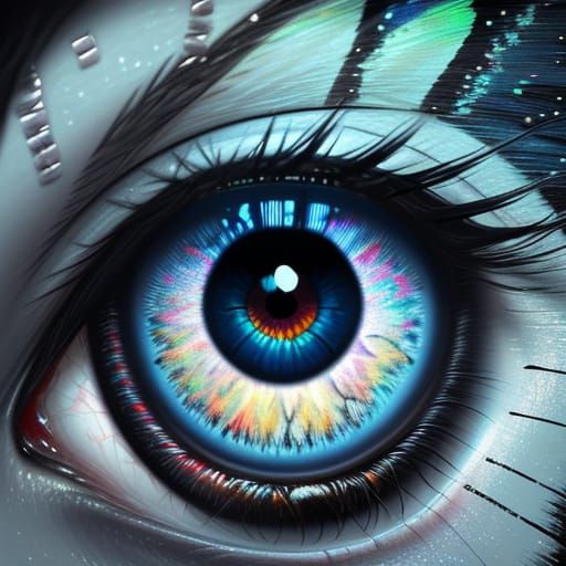 Realistic Eyes With Iridescent Butterfly Key Detail