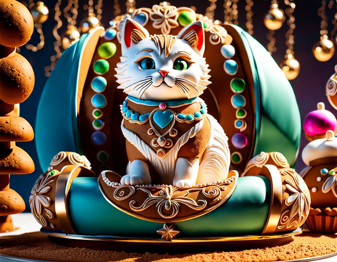 Gingerbread Cat in Gingerbread Room