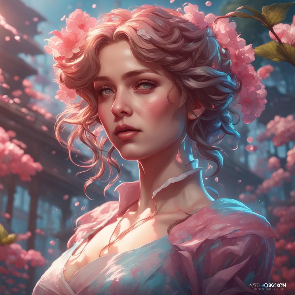 Sakura Portrait in Art Nouveau Style