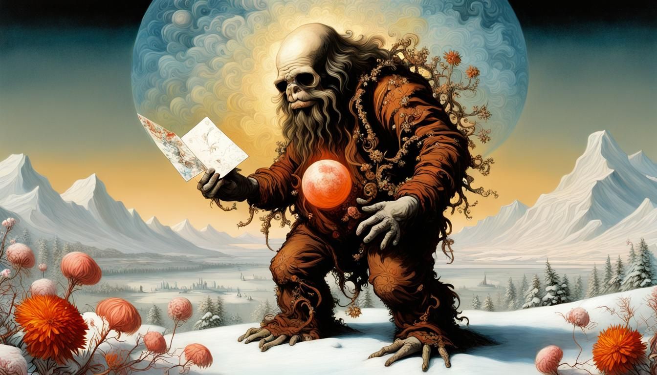 Surreal Monster with Christmas Card, Fractal Art
