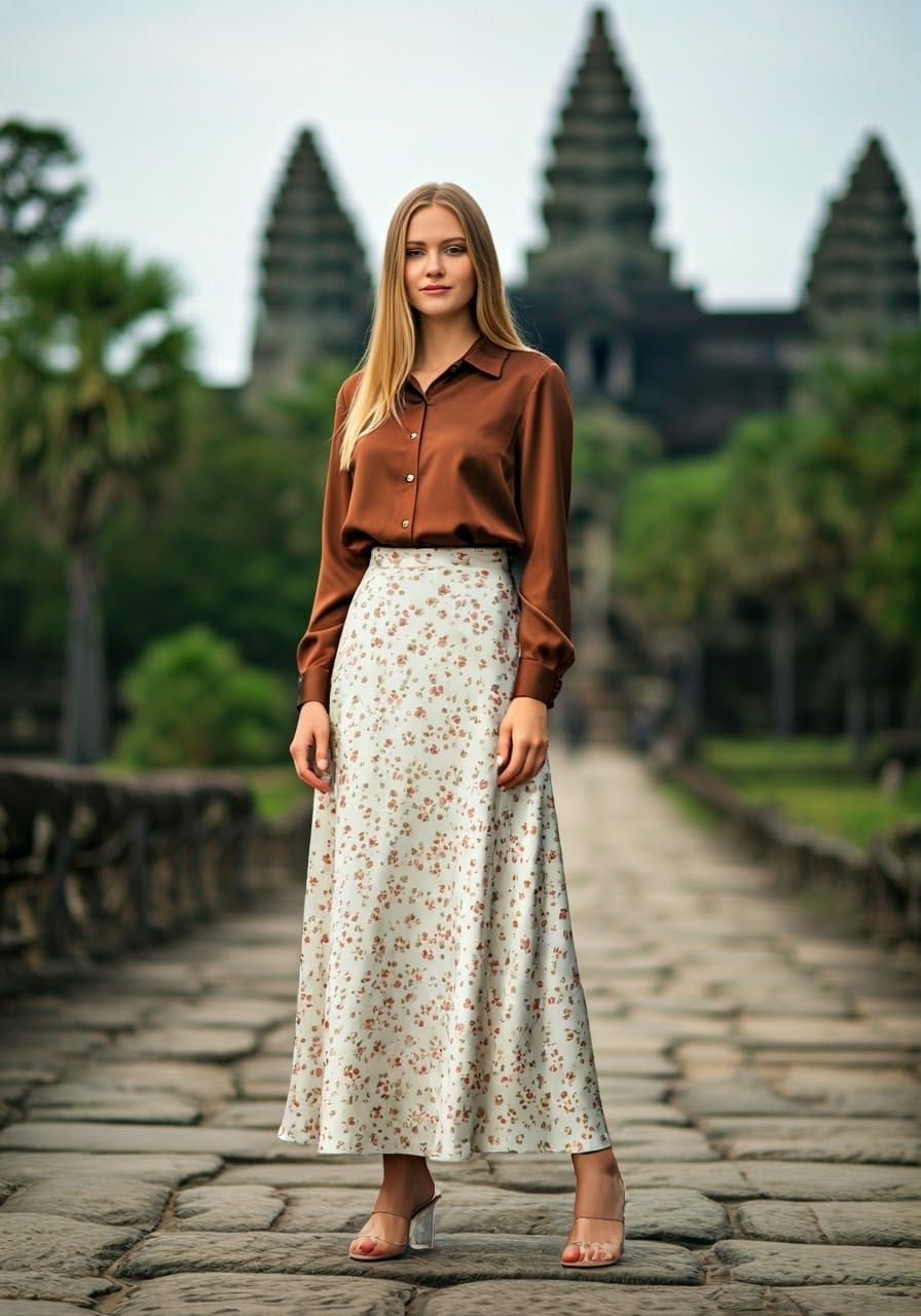 Portrait of Smiling Woman in Angkor Wat