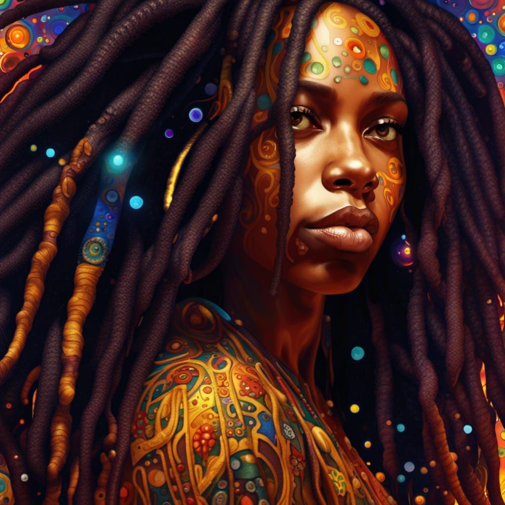 African American Woman in Psychedelic Gothic Art