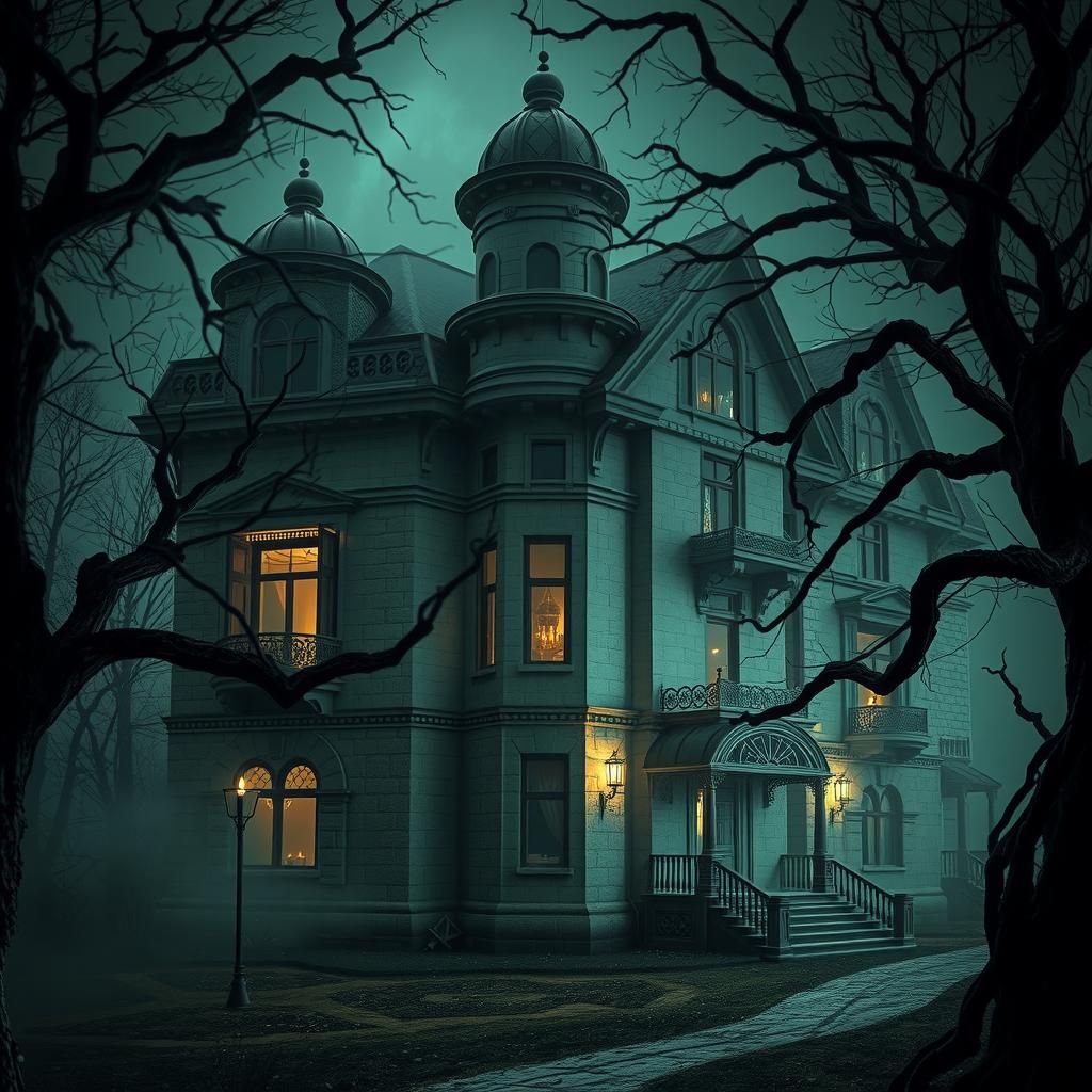 Ultra realistic and ultra detailed haunted house. 8K resolut...