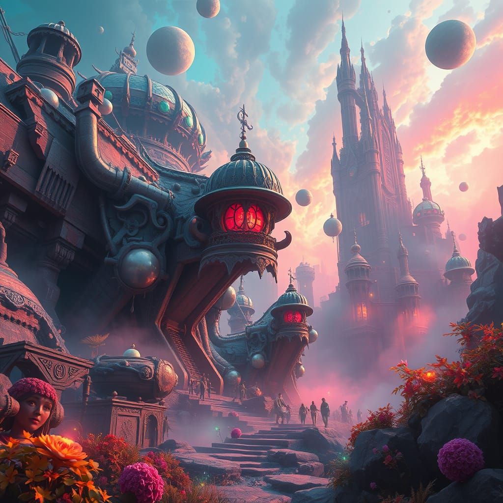 Dreamlike Fantasy Realm with Vibrant Colors