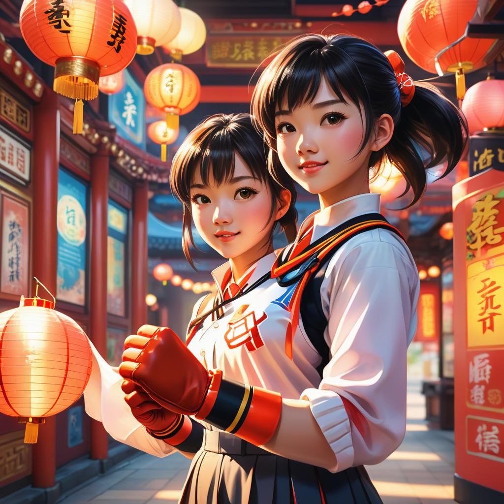 Anime Portrait of Ling Xiaoyu with Paper Lantern