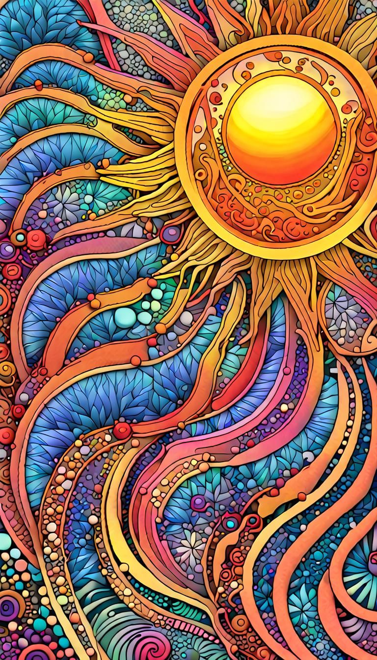 Zentangle Iridescent Masterpiece 
Closeup our sun SOL with p...