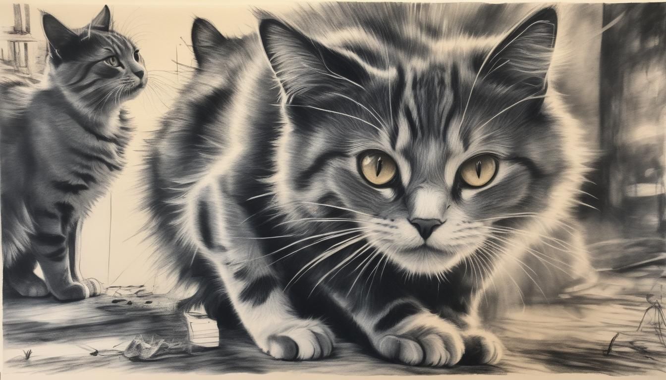 Hyperdetailed Charcoal Cat Portrait