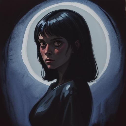 Natalie in Paranormal Darkness: Gouache Painting