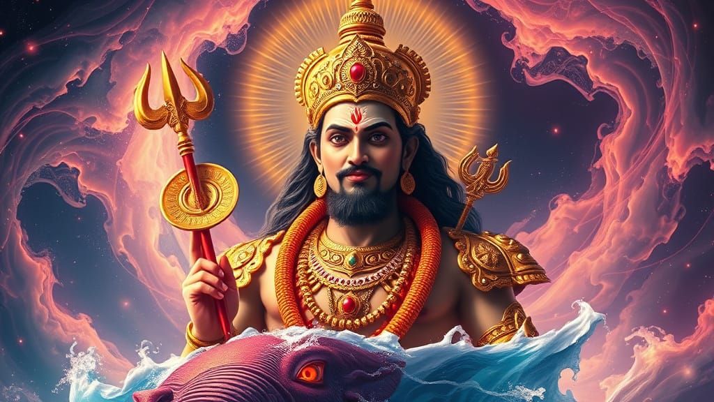 Lord Vishnu in Cosmic Glory: A Divine Portrait of Samudra Ma...