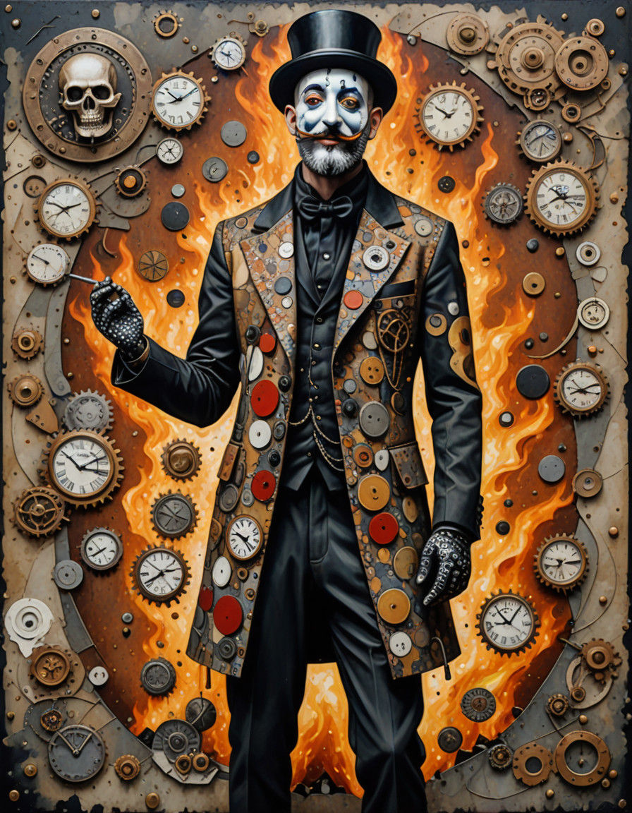 Surreal Steampunk Mime in European Renaissance Art Style