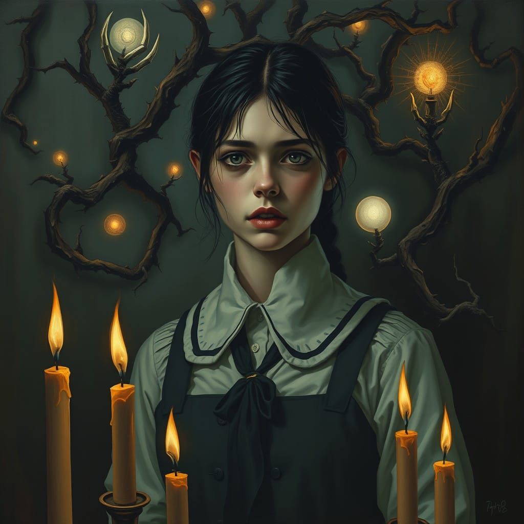 Young Woman Trapped in Surreal Nightmare