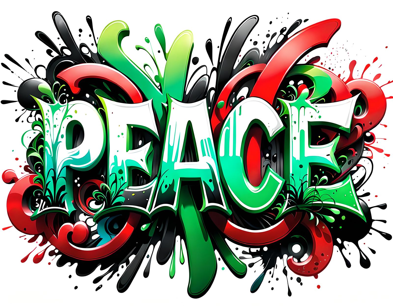 Intricate Graffiti Word Art of the Word Peace