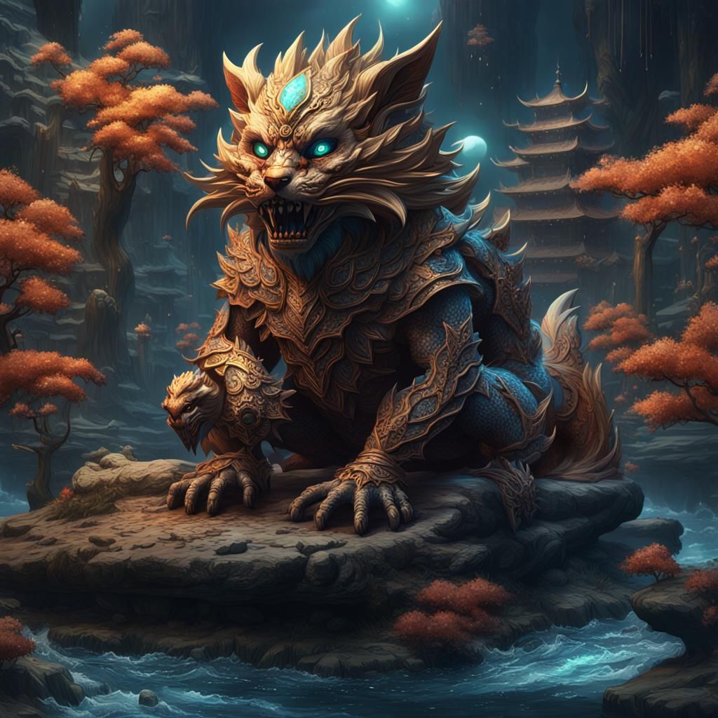 Deep One Kitsune Fantasy Concept Art