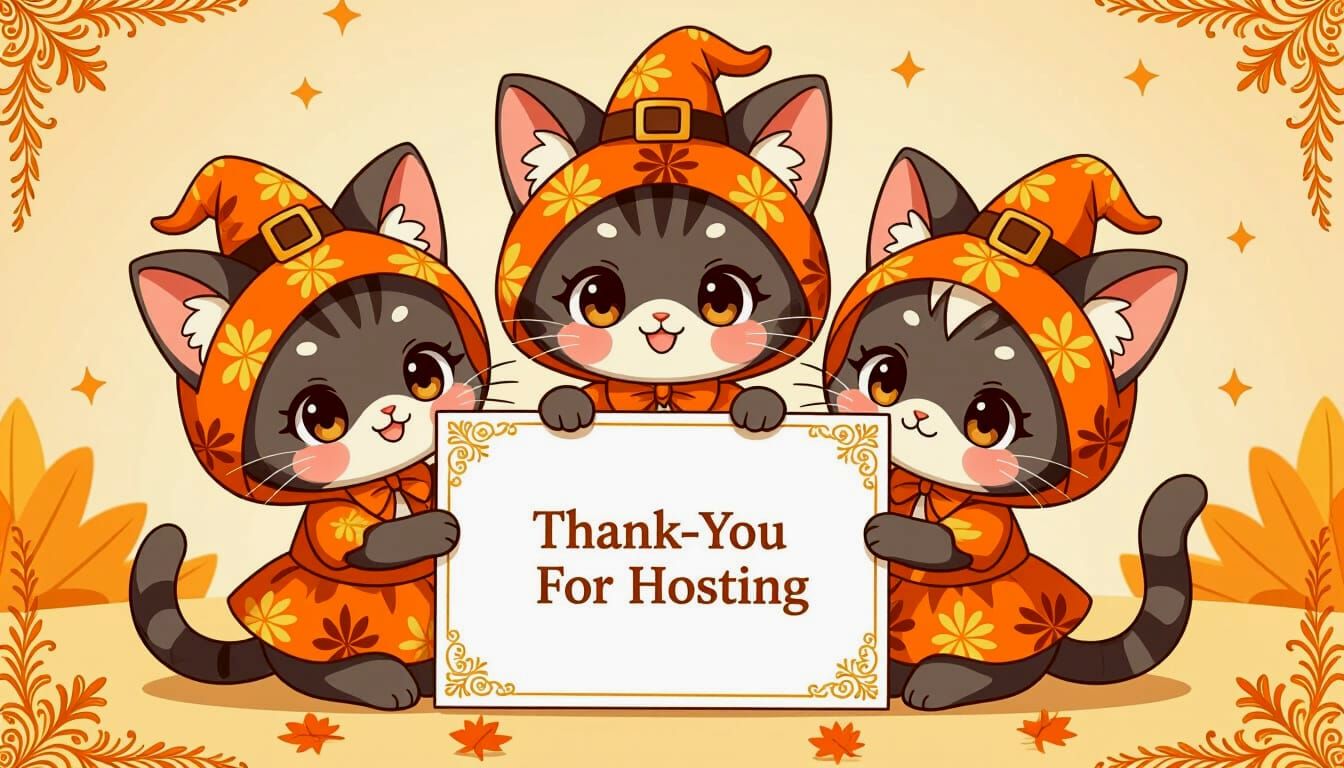 Cute Chibi Kitsune Characters in Thanksgiving Outfits