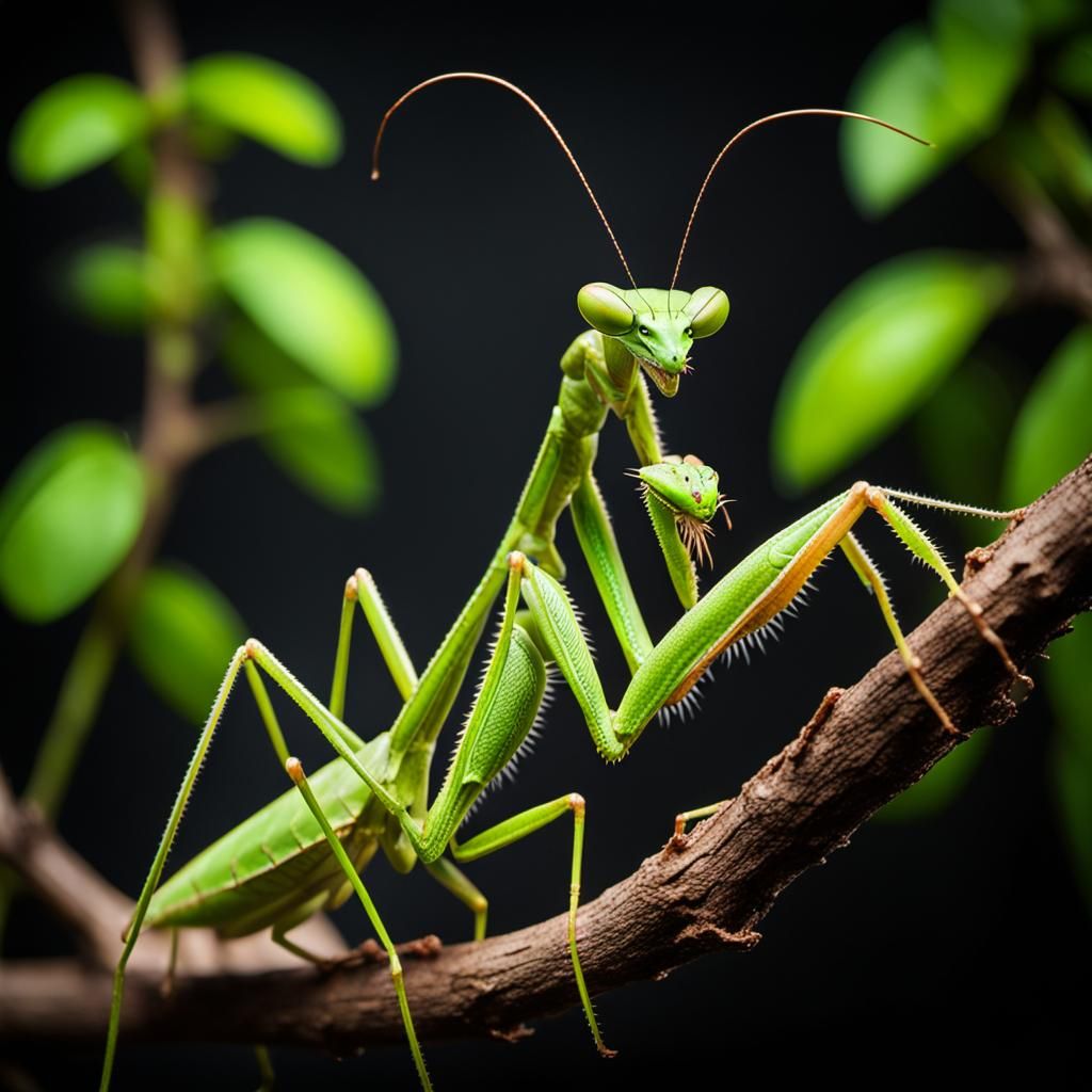 Praying Mantis Dances in Springtime: Macro Photography