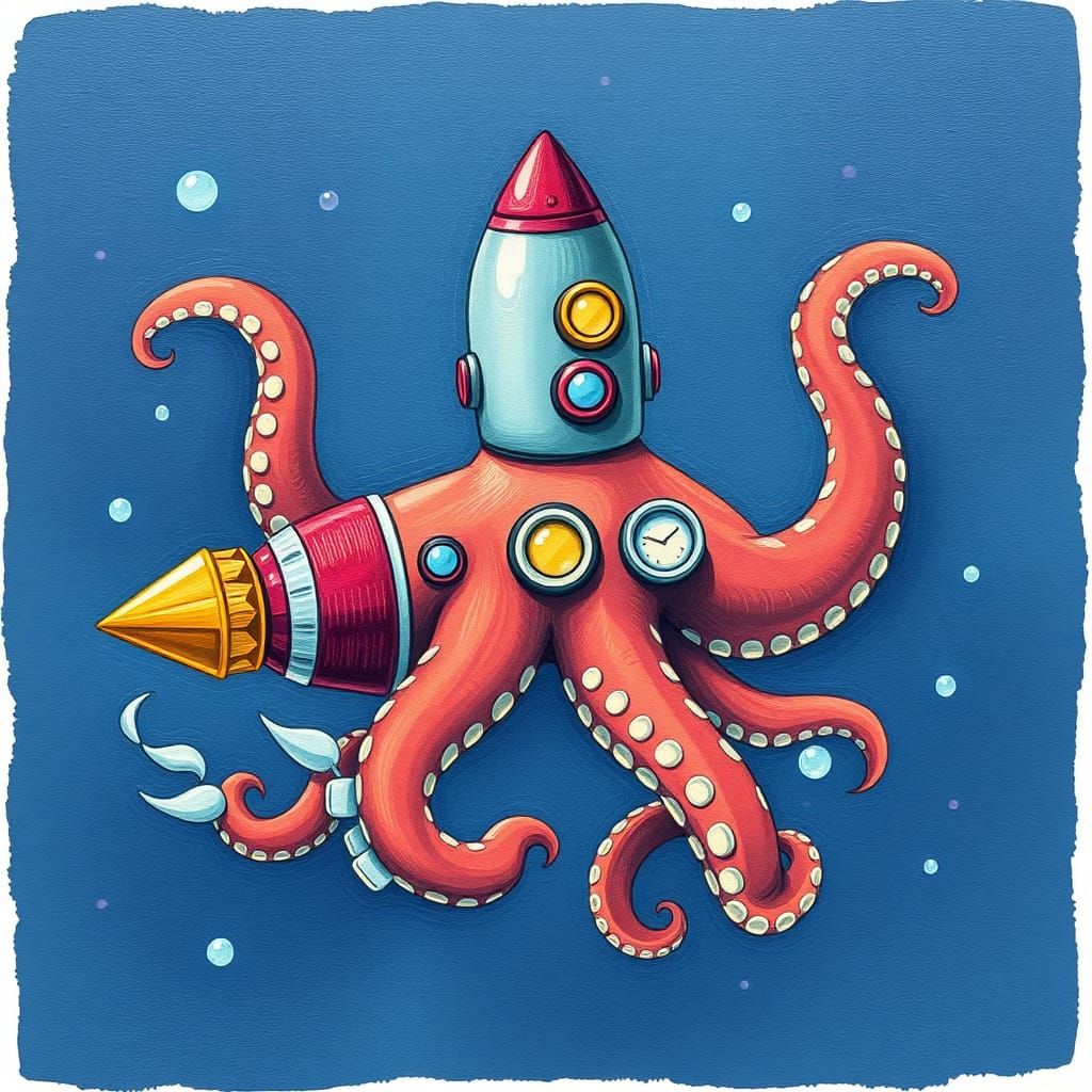 Cosmic Octopus in Rocketship