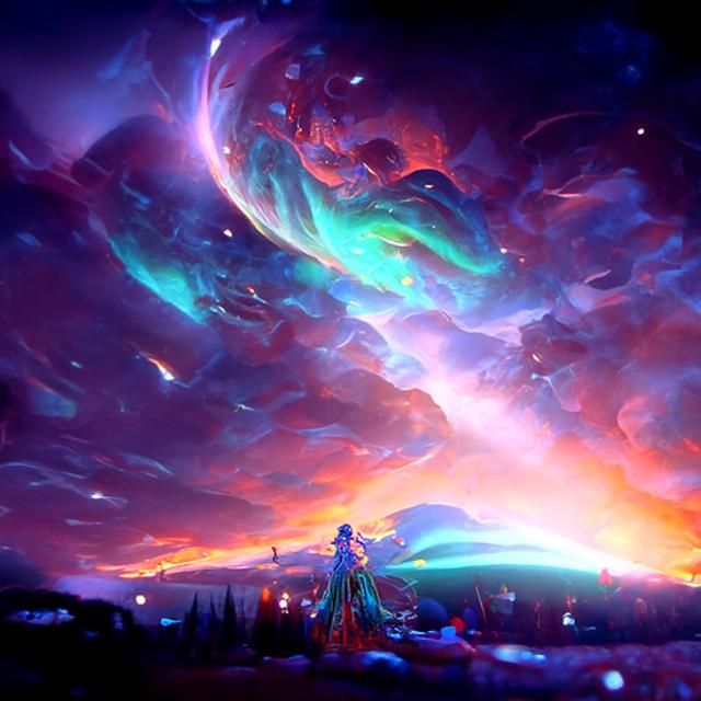 Beautiful Night Sky with an Aurora Borealis