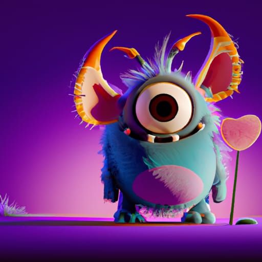 Cute Purple Monster in Pixar Disney Concept Art