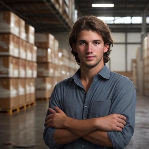 Barefoot Students in Industrial Warehouse Portrait
