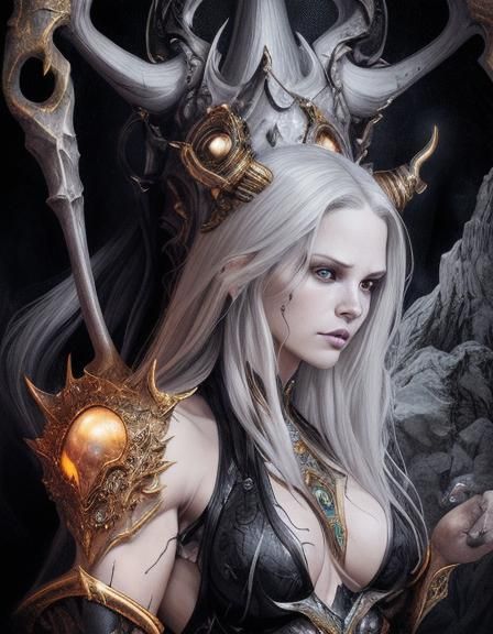 Hyperrealistic Lady Death in Dark Fantasy Comic Art