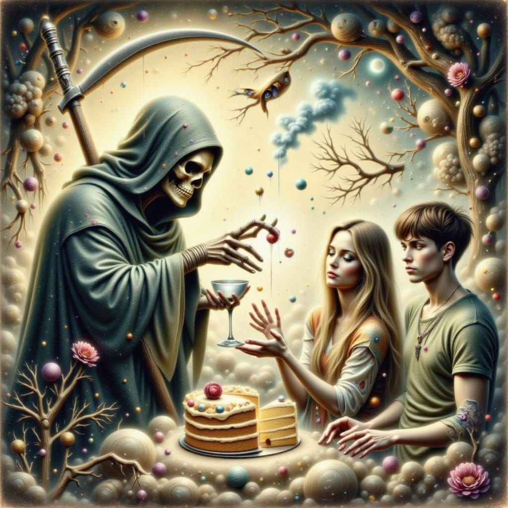 Grim Reaper Offers Cake or Death in Comedic Skit