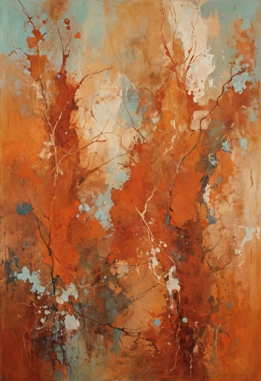 Organic Abstract Painting in Warm Tones