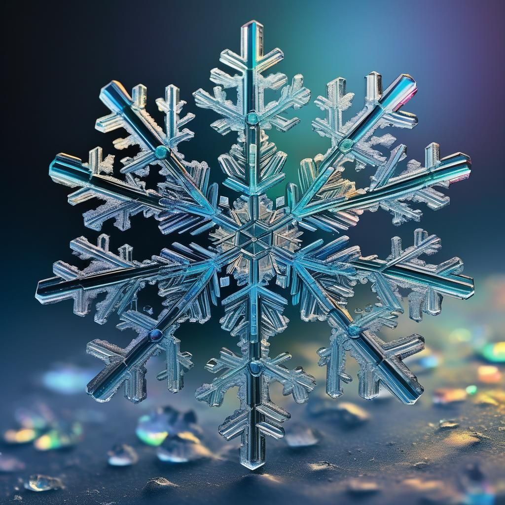 Translucent Snowflake in Microscopic Electronic Photograph