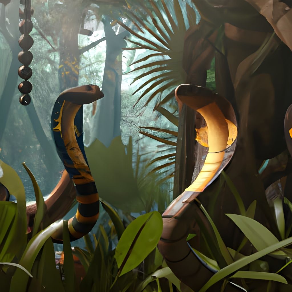 King Cobras Entwined in Rainforest: 3D Game Cinematic