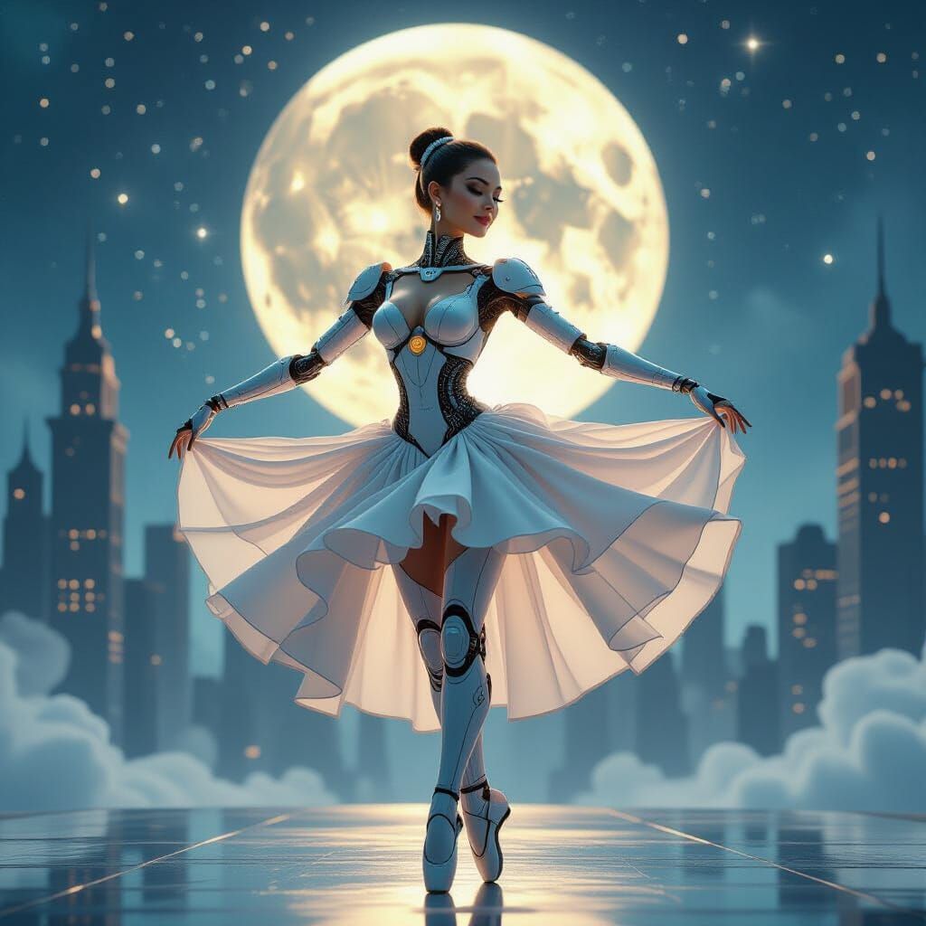 Dreamscape Metropolis: Woman in Mechanical Bodysuit