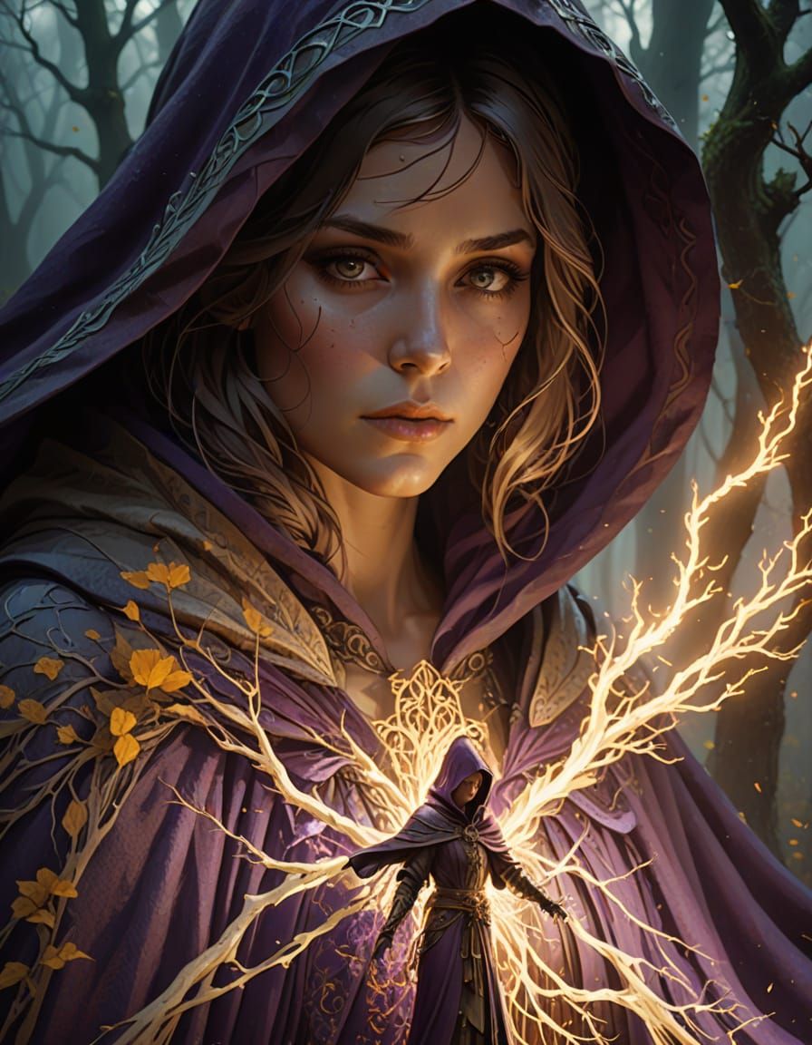 Mysterious Figure in Misty Forest by Greg Rutkowski Style