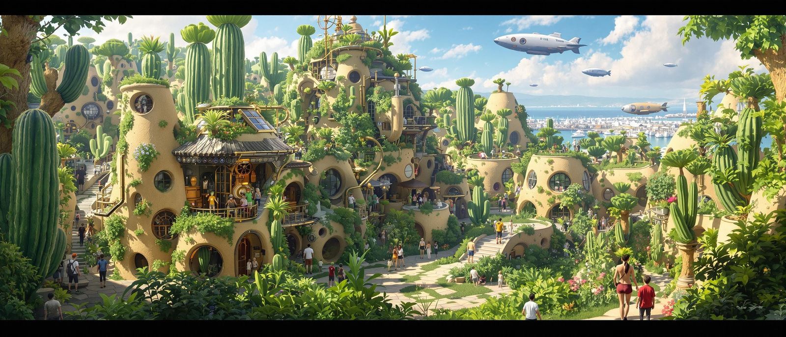 Sustainable Cosmic Oasis in Organic Steampunk Style