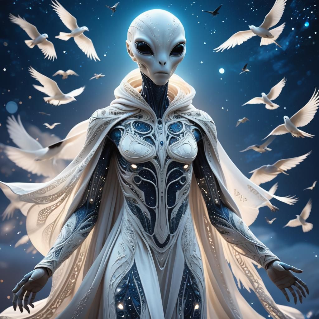 Alien Figure in Futuristic Digital Art Style