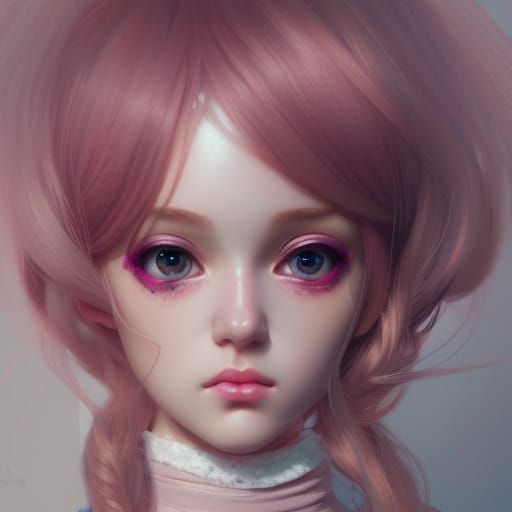Pastel Kawaii Doll Portrait in Artgerm Style