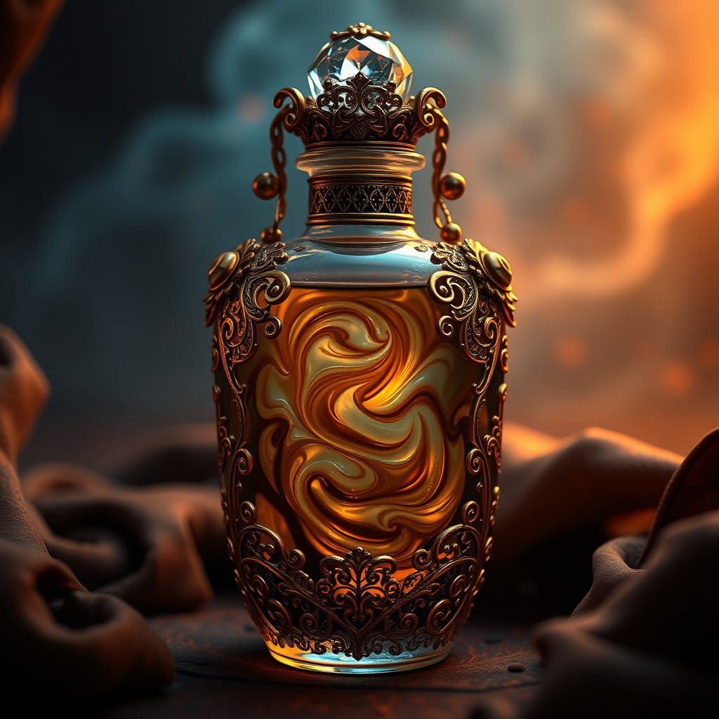 Enchanted Perfume Bottle in Whimsical, Iridescent Fantasy Re...