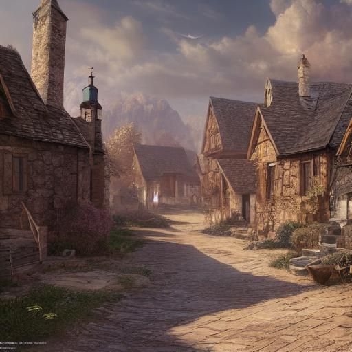 Medieval City Path in Detailed Matte Painting