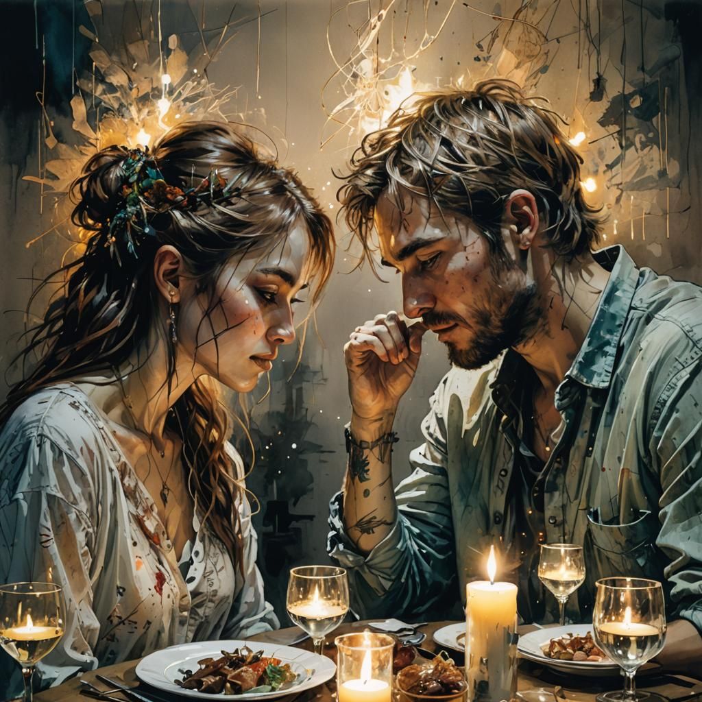 Romantic Candlelit Dinner in Carne Griffiths Style