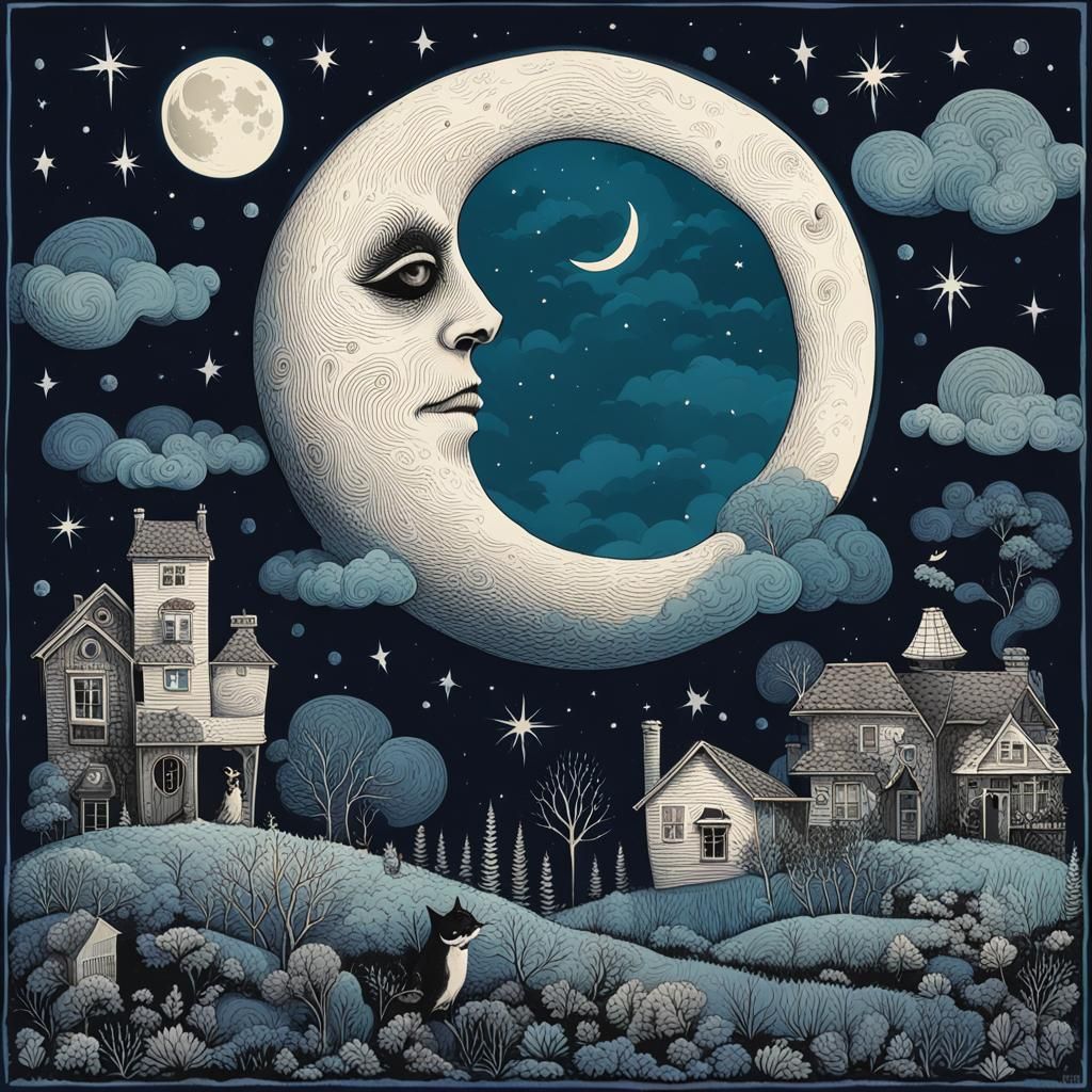 Moonlit Night Oddity: An AI Interpretation