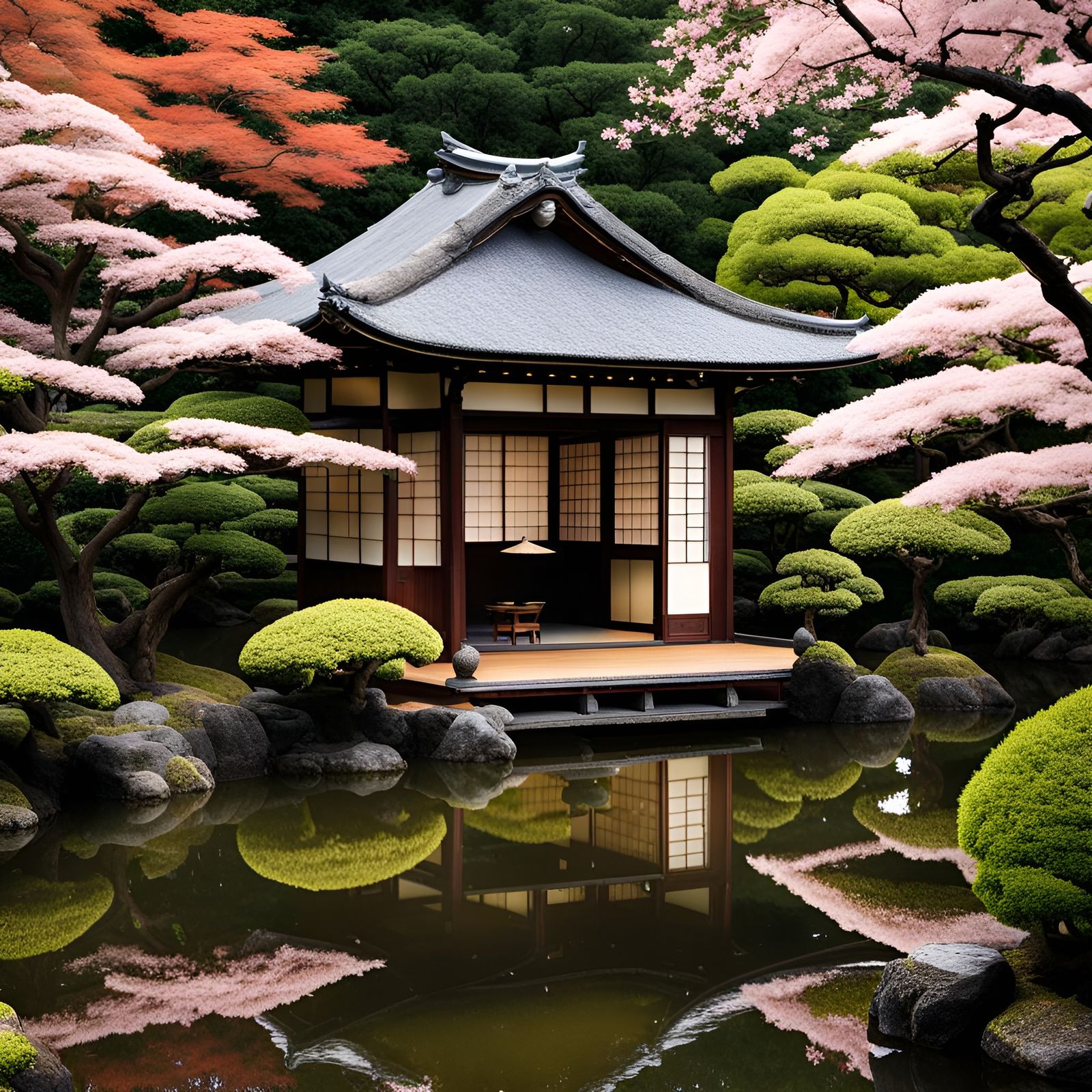 Japanese Tea House in Formal Garden