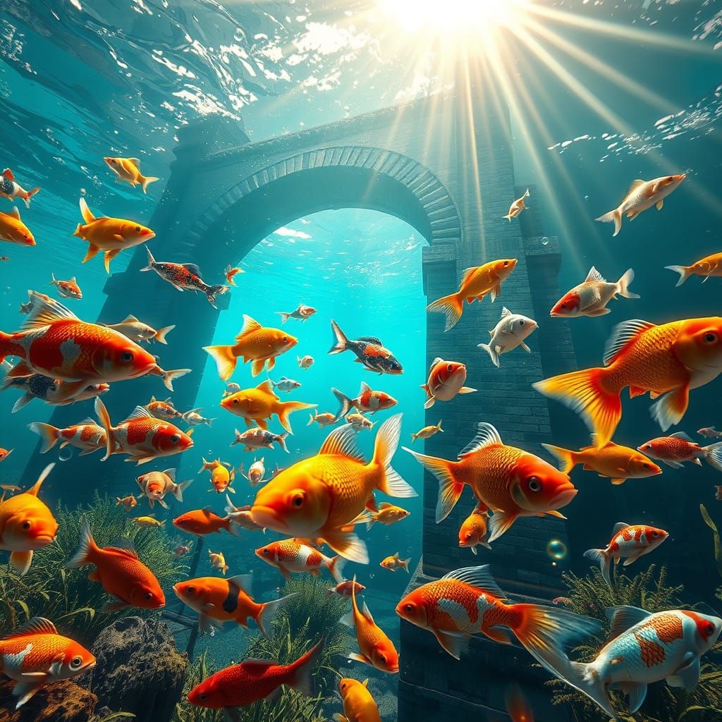 Vibrant Underwater Scene with Diverse Fish in Crystal Clear ...