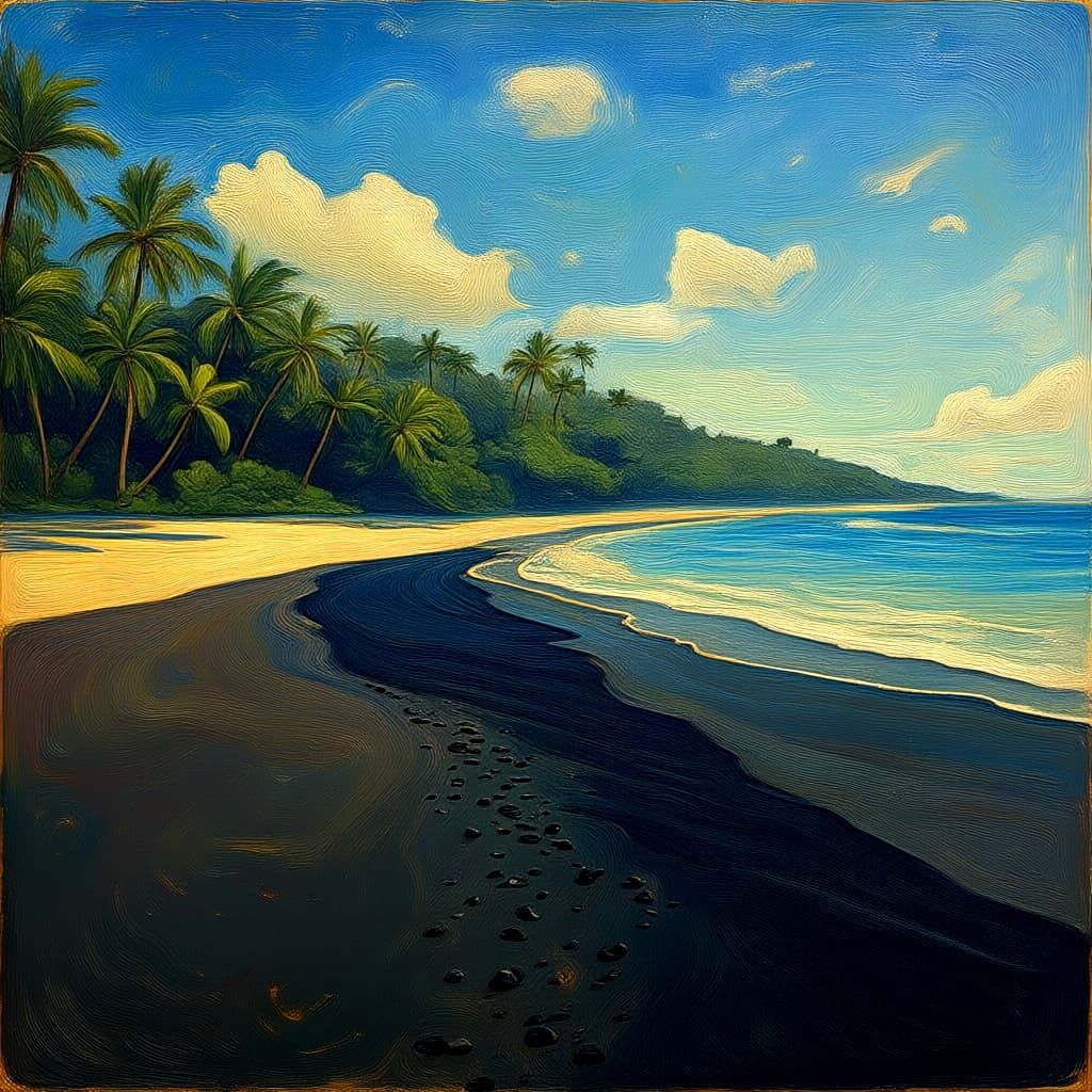 Remote Black Sand Beach in Virgin Islands