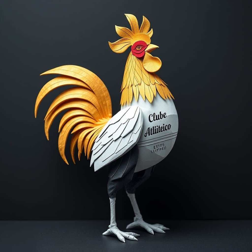 Golden Rooster Gladiator: Origami-Style Atlético Mineiro Mas...