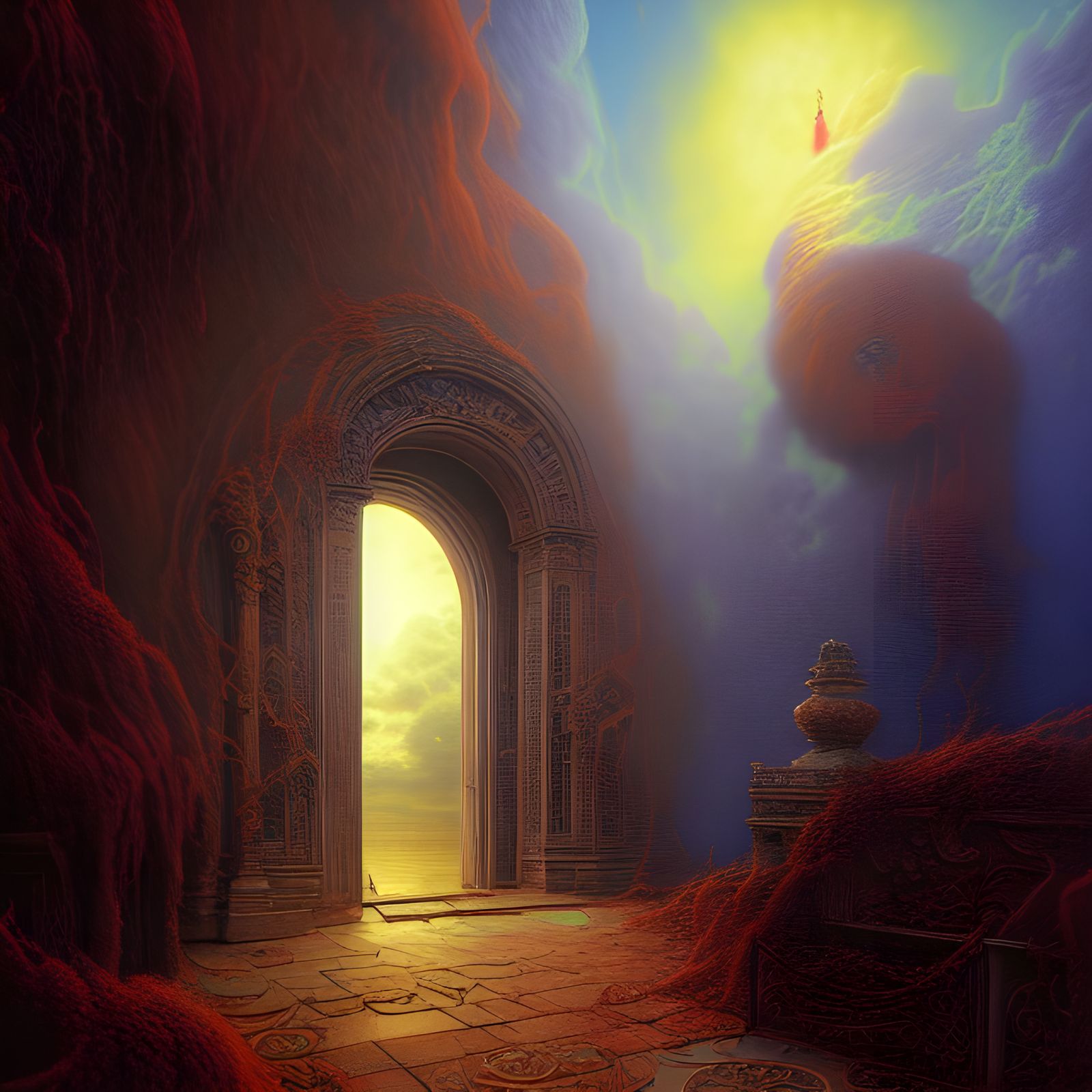 Surreal Door to Heaven in Hell: Digital Art