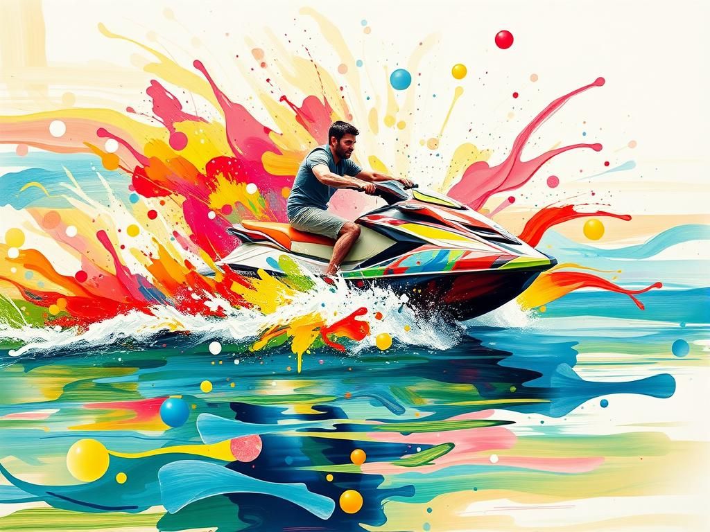 Abstract Paint Jetski Rider in 3D