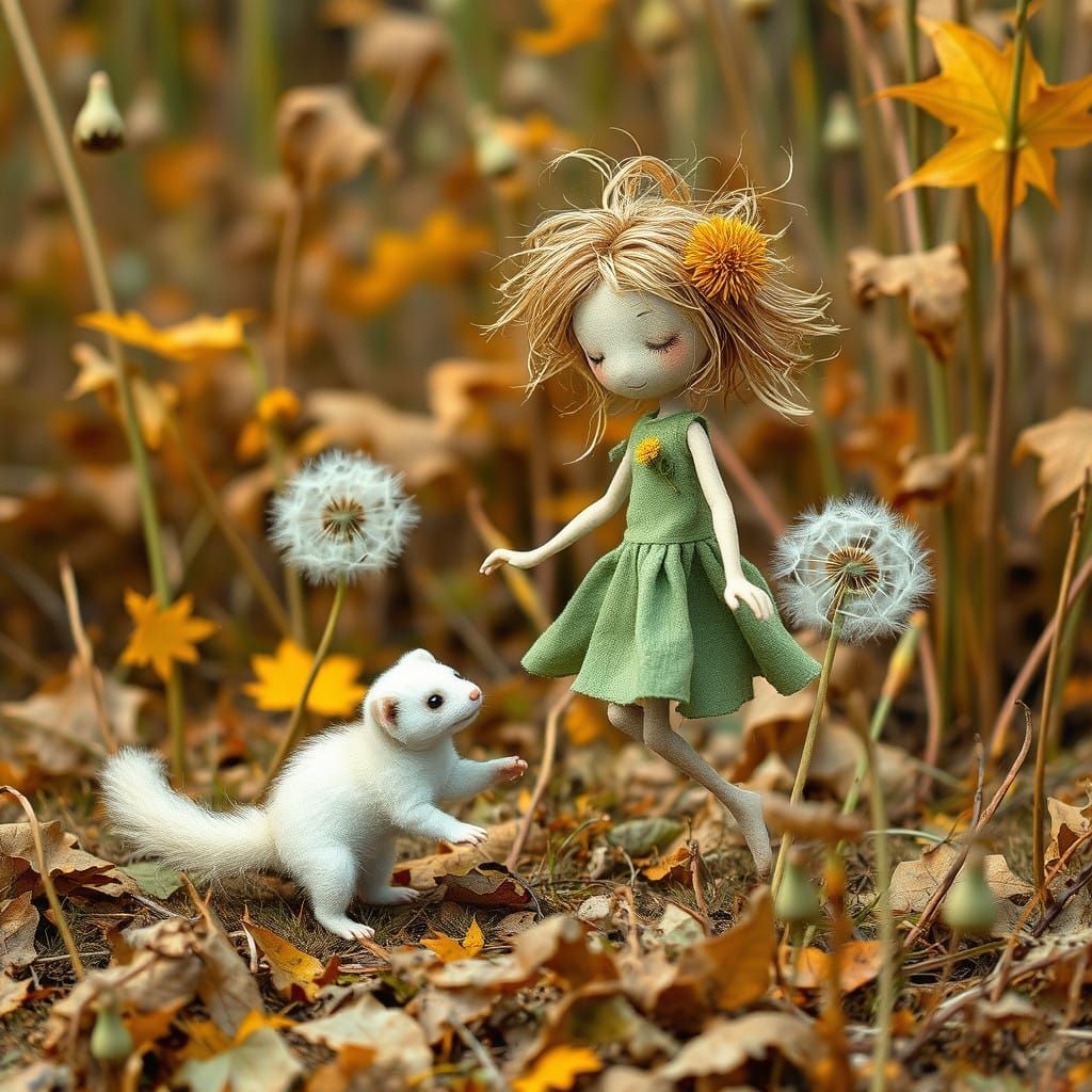 Autumn Forest Spirit in Whimsical Dance