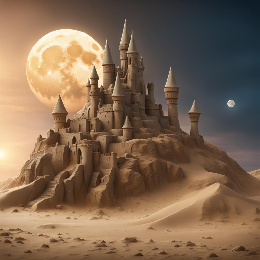 Moon Sandcastle with Dune-Inspired Palette in 4K