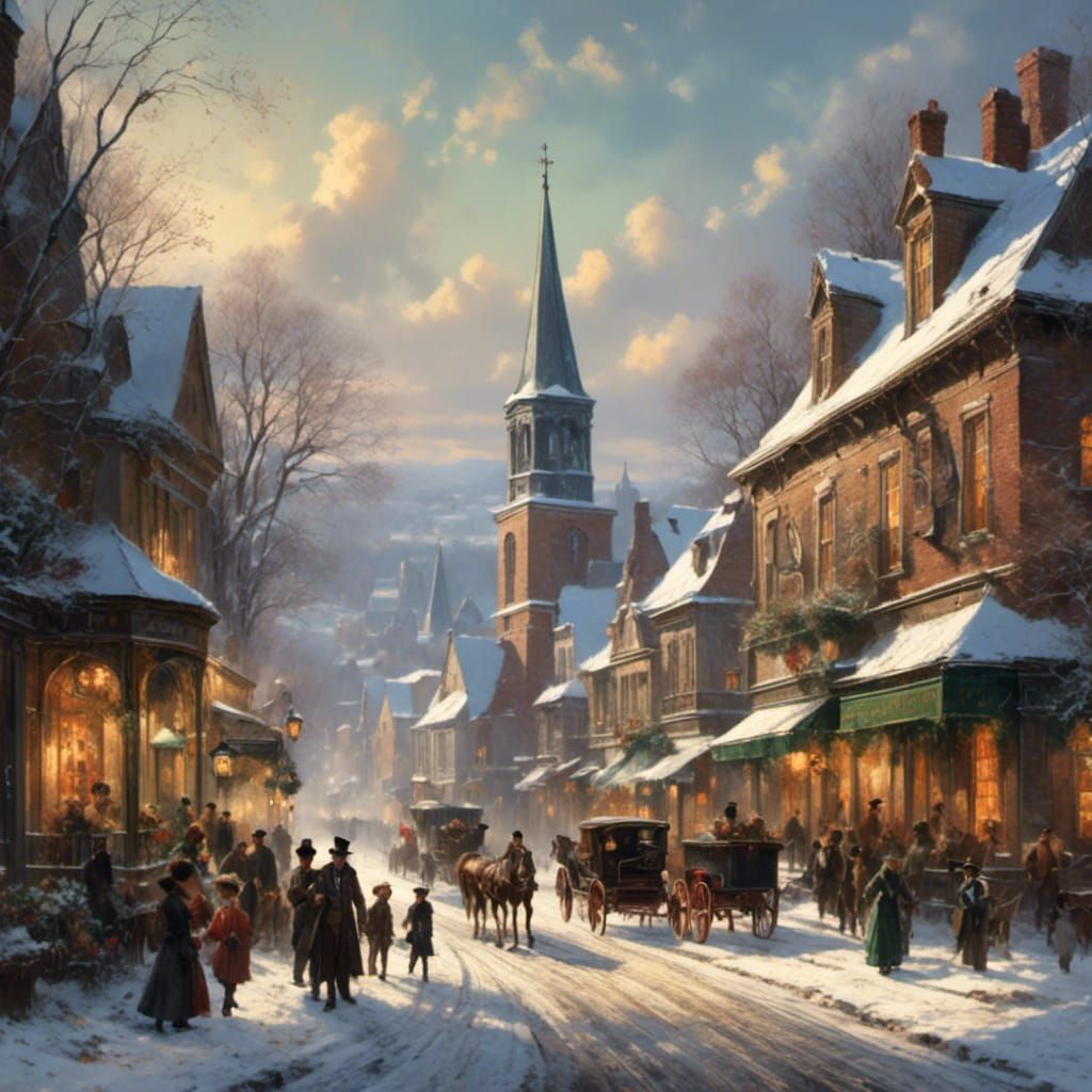 A New England town in 1880 on Christmas Day