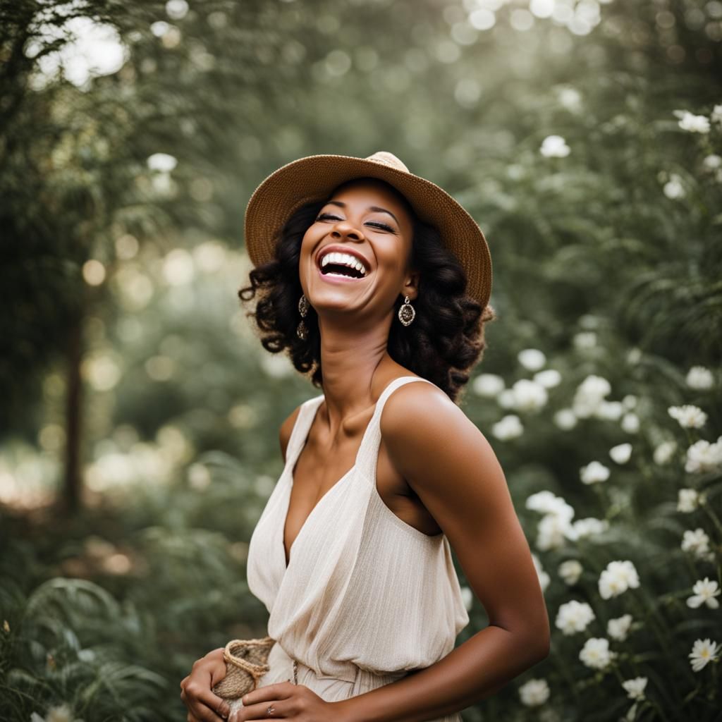 Candid Photo of a Beautiful Woman Laughing