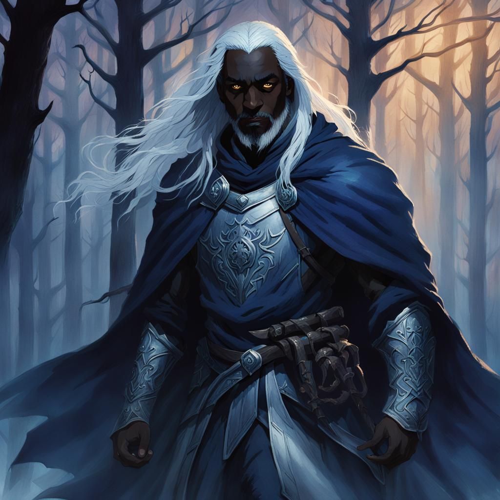 Dark Elf Druid in Forest at Twilight